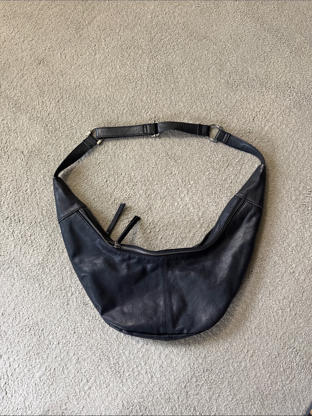 Free people Black Leather Crescent Shoulder Bag